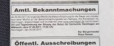 Zeitungsausschnitt amtliche Bekanntmachungen