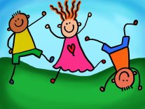 Spielende Kinder, Zeichnung