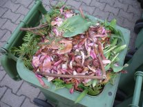 befüllte grüne Tonne