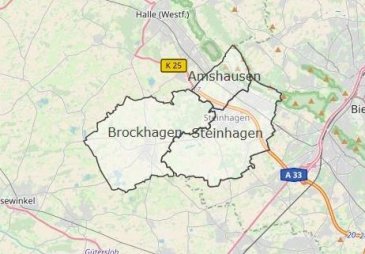 Kartenausschnitt von Steinhagen